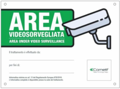 CARTELLO AREA VIDEOSORVEGLIATA ITALIANO - COE 43500B