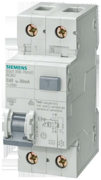 Interruttore magnetotermico differenziale 4,5KA 15KA 1P+N C16 TIPO A 30MA - SIE 5SU13537KK16