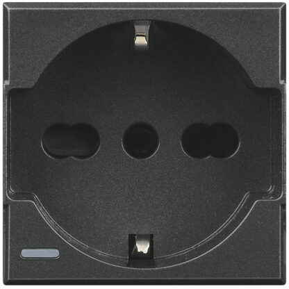 Presa di corrente Schuko bipasso BTicino Axolute 2P+T 16 A P40 standard italiano - tedesco colore antracite 2 moduli - BTI HS4140/16