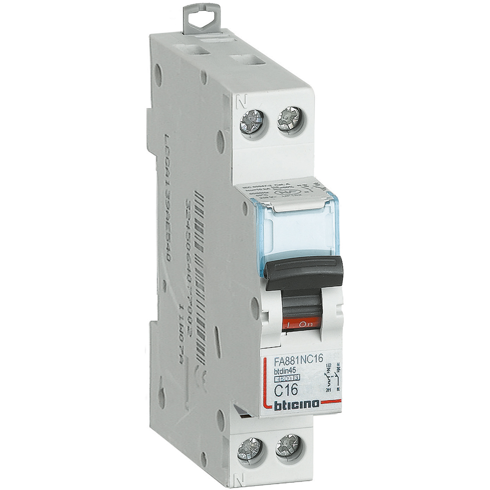 Interruttore magnetotermico 16A 4500KA 1P+N CURVA C - BTI FA881C16 - Elmax  - Materiale elettrico online