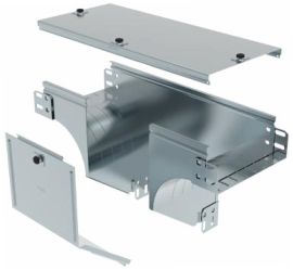 Derivazione verticale a T in discesa con variazione di piano. Altezza: 75 mm - LEG AX200Z