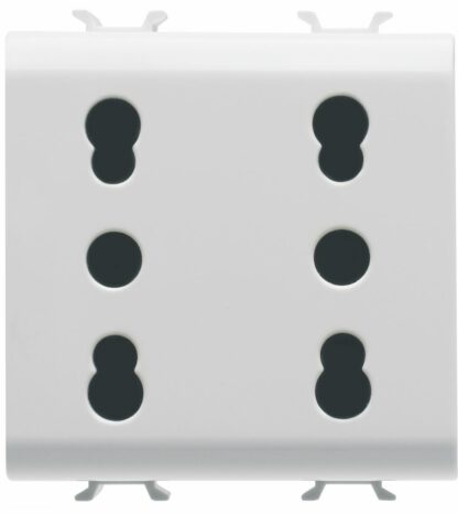 Italienische Steckdose 250V 16A – 2P+T Bivalent, 1 Modul, Schwarz Satiniert, Chorusmart