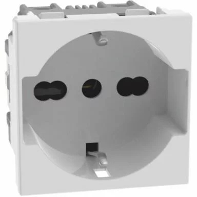 Presa Elettrica Francese 2P+T 16A 250V - 2 Moduli - Nero Opaco Con Protezione Bambini - VIMAR PD12 Einsatz 0492 - 2