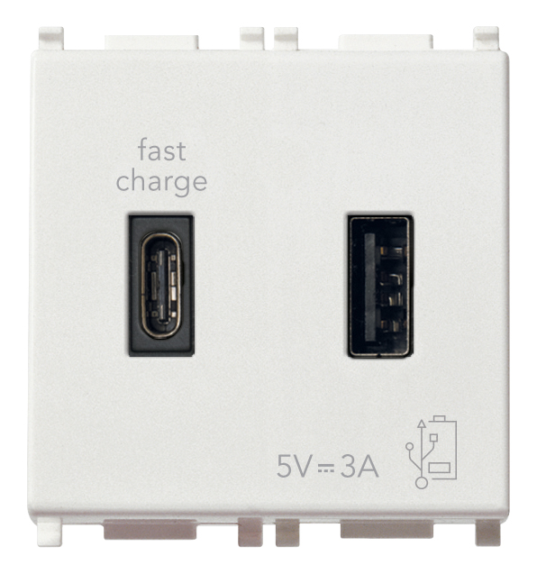 Alimentatore USB A+C 15W 3A 5V 2M bianco - VIW 14295.AC - Elmax - Materiale  elettrico online