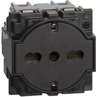 Presa di corrente Schuko bipasso Flat BTicino Living Now 2P+T 16 A P40 standard italiano - tedesco colore nero 2 moduli - BTI KG4140A16F