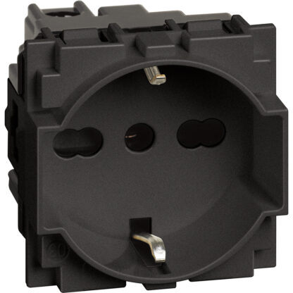 Presa di corrente Schuko Unel bipasso BTicino Living Now 2P+T 10/16 A P40 standard italiano - tedesco colore nero 2 moduli - BTI KG4140A16