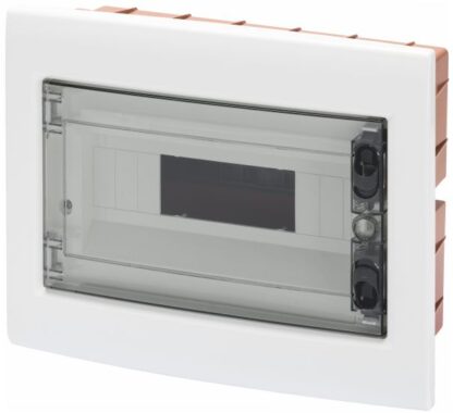 Centralino protetto - da incasso - porta trasparente fumé con telaio estraibile - 18 moduli - GEW GW40608