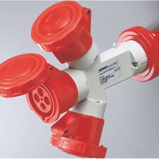 Moltiplicatore mobile 3 uscite ip67-spina 16a-3 prese 3p+n+t 400v 50/60hz-rosso-6h - GEW GW64028