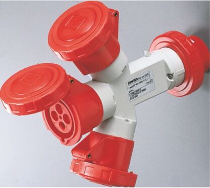 Moltiplicatore mobile 3 uscite ip67-spina 16a-3 prese 3p+n+t 400v 50/60hz-rosso-6h - GEW GW64028