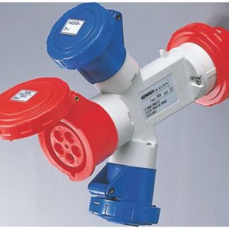 Moltiplicatore adattatore mobile ip67-spina 3p+n+t 16a 400v ac 50/60hz-2 prese 2p+t 16a 230v ac+1 presa 3p+n+t 16a 400v ac - GEW GW64059