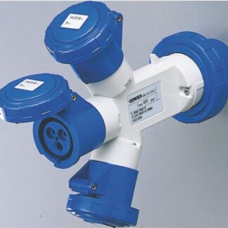 Moltiplicatore adattatore di corrente ip67 - spina 3p+n+t 32a 400v ac 50/60hz - 1 2p+t 16a 230v ac + 1 3p+t 16a 400v ac + 1 3p+n+t 16a 400v ac - GEW GW64063