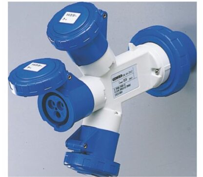 Moltiplicatore adattatore di corrente ip67-spina 3p+n+t 32a 400v ac 50/60hz-2 prese 2p+t 16a 230v ac+1 presa 3p+n+t 32a 400v ac - GEW GW64064