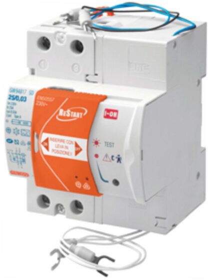 RESTART RD - 2 POLI - ACCOPPIATO CON DIFFERENZIALE PURO IDP - 40 A TIPO A IDN=0,03 A 230 V - 3 MODULI EN 50022 - GEW GWD4827R