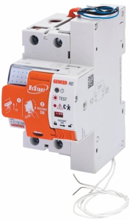 RESTART RM - 2 POLI - ACCOPPIATO CON MDC - 25 A 4500A TIPO A CURVA C IDN=0,03 A 230 V - 3 MODULI EN 50022 - GEW GWD4229R