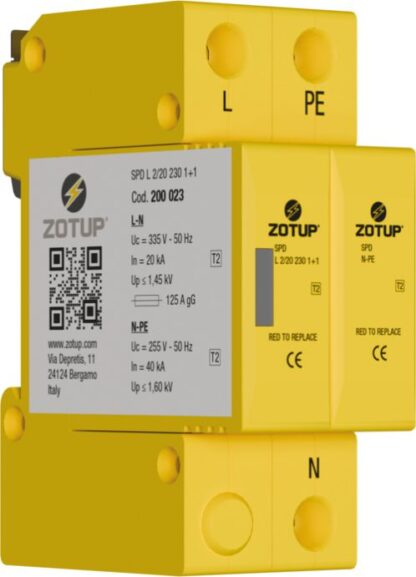 Scaricatore L 2/20 230 1+1 SPD Tipo 2 In20kA TT - ZOT 200023