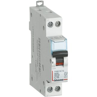 Interruttore magnetotermico 16A 4500KA 1P+N CURVA C - BTI FA881C16