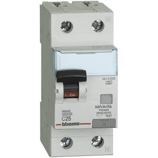 Interruttore magnetotermico differenziale A 1P+N 25A 4,5kA 30mA - BTI GA8813A25