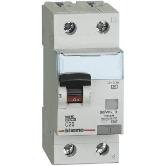 Interruttore magnetotermico differenziale A 1P+N 20A 6kA 300mA - BTI GN8814A20
